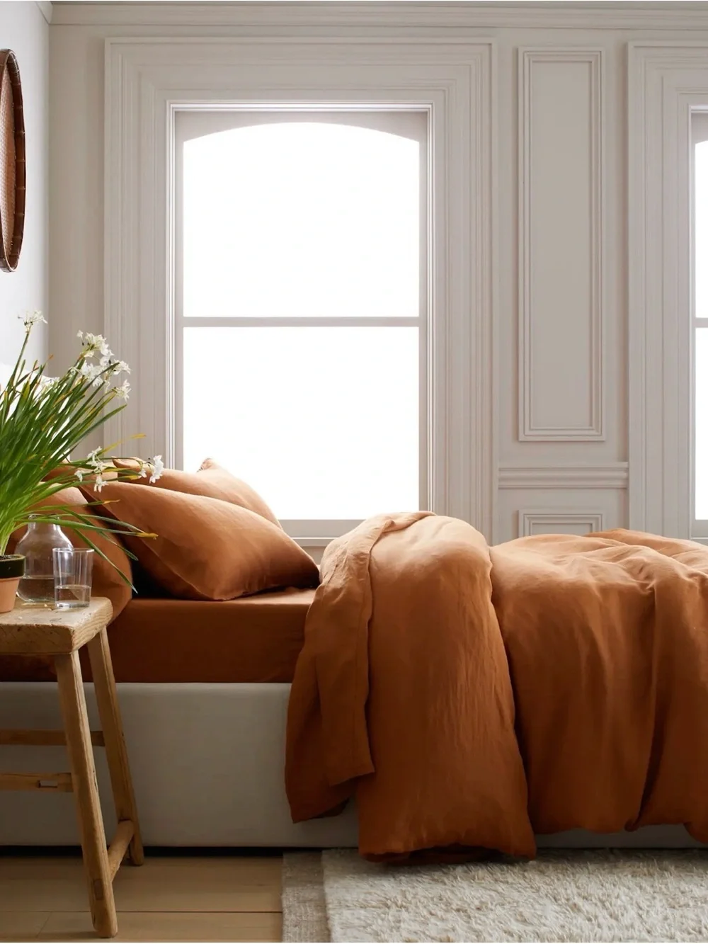 Quince European Linen Duvet Cover Set, King/Cal King, Terracotta